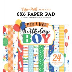   Echo Park Make A Wish Birthday Boy Scrapbook papírkészlet 6" (15 cm) Paper Pack (24 lap)
