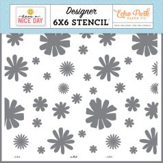  Echo Park Have A Nice Day Happy Days Floral Stencil 6" (15 cm) Designer Stencil (1 db)