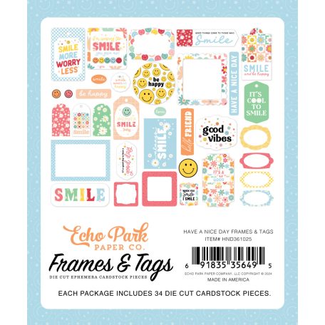 Echo Park Have A Nice Day Kivágatok Frames & Tags (1 csomag)