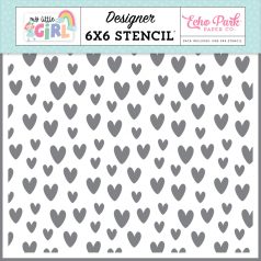   Echo Park My Little Girl Dreamy Hearts Stencil 6" (15 cm) Designer Stencil (1 db)