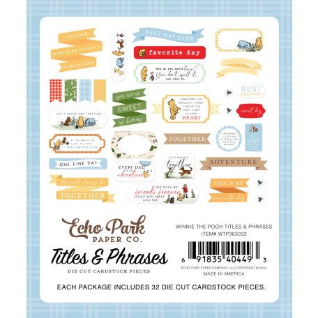Echo Park Winnie The Pooh Kivágatok Titles & Phrases (1 csomag)