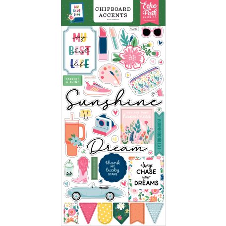 Echo Park My Best Life Chipboard 6"X12" Chipboard Accents (1 ív)