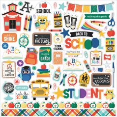   Echo Park Off To School Matrica 12" (30 cm) Cardstock Stickers (1 ív)