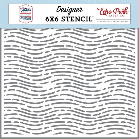 Echo Park Stars And Stripes Forever Waving Lines Stencil 6" (15 cm) Designer Stencil (1 db)