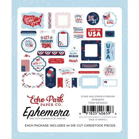 Echo Park Stars And Stripes Forever Kivágatok Ephemera (1 csomag)