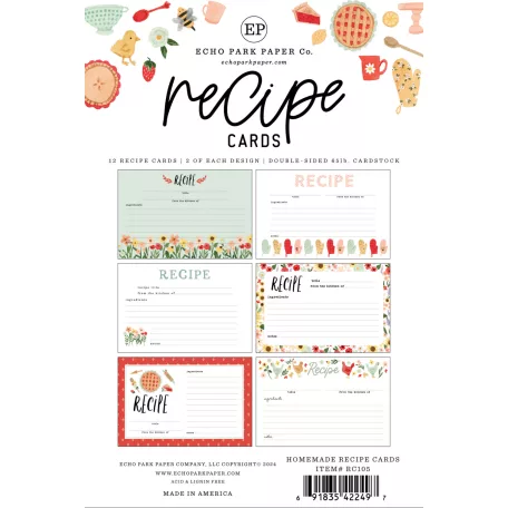 Echo Park Homemade Receptkártya  Recipe Cards (12 lap)