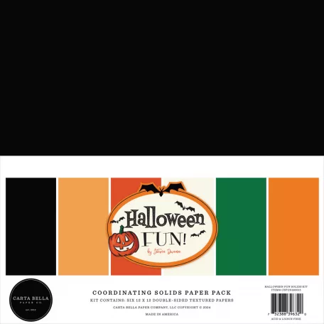 Carta Bella Halloween Fun Papírkészlet 12" (30 cm) Coordinating Solids Paper Pack (6 lap)