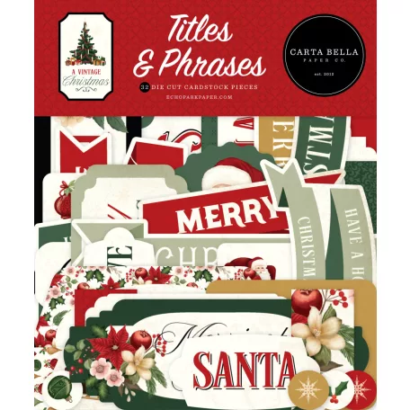 Carta Bella A Vintage Christmas Kivágatok Titles & Phrases (1 csomag)