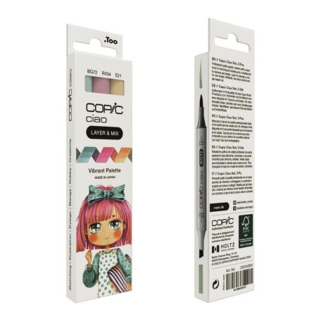 Copic Alkoholos marker készlet Vibrant Palette Copic Ciao "LAYER & MIX" Manga Set (3 db)