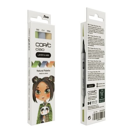 Copic Alkoholos marker készlet Natural Palette Copic Ciao "LAYER & MIX" Manga Set (3 db)