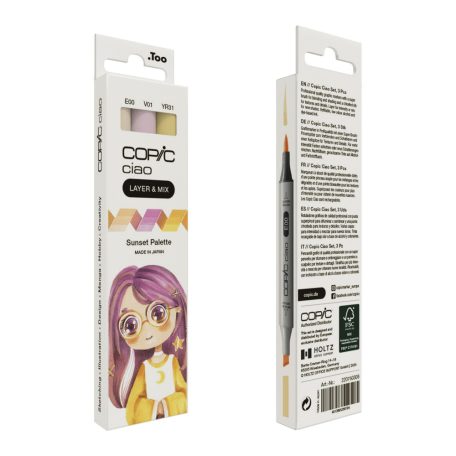 Copic Alkoholos marker készlet Sunset Palette Copic Ciao "LAYER & MIX" Manga Set (3 db)
