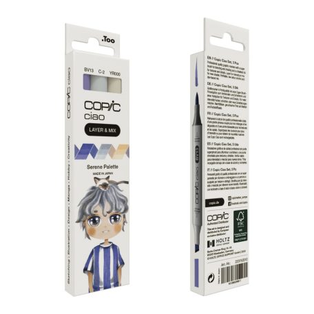Copic Alkoholos marker készlet Serene Palette Copic Ciao "LAYER & MIX" Manga Set (3 db)