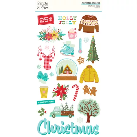 Simple Stories Snow Pine Lodge Chipboard matrica Chipboard Stickers  1 ív