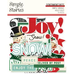  Simple Stories Simple Vintage Holly Jolly Kivágatok Sentiment Bits & Pieces 1 csomag