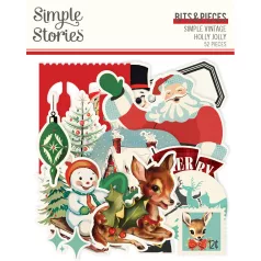   Simple Stories Simple Vintage Holly Jolly Kivágatok Bits & Pieces 1 csomag