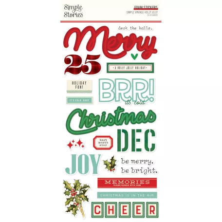 Simple Stories Simple Vintage Holly Jolly Matrica Foam Stickers 2 ív