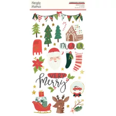   Simple Stories Santa's Village Chipboard matrica Chipboard Stickers  1 ív