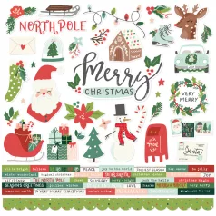   Simple Stories Santa's Village Matrica Cardstock Stickers 12" (30 cm) 1 ív