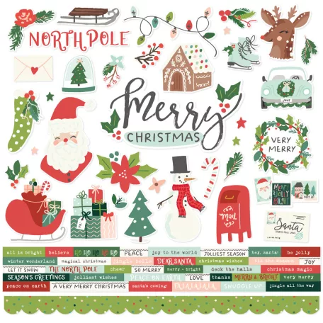Simple Stories Santa's Village Matrica Cardstock Stickers 12" (30 cm) 1 ív