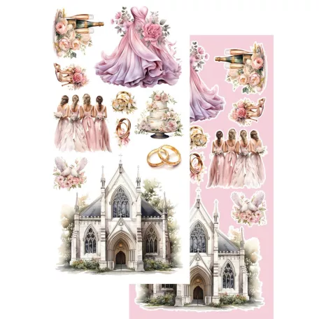 Alchemy of Art Kivágóív 6"x12" (15cm x 30 cm) Beautiful Memories Weddings Extras to Cut Set (1 csomag)