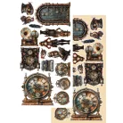 Alchemy of Art Kivágóív 6"x12" (15cm x 30 cm) Steampunk Time Extras to Cut Set (1 csomag)