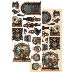   Alchemy of Art Kivágóív 6"x12" (15cm x 30 cm) Steampunk Time Extras to Cut Set (1 csomag)