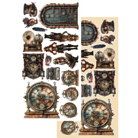Alchemy of Art Kivágóív 6"x12" (15cm x 30 cm) Steampunk Time Extras to Cut Set (1 csomag)