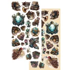 Alchemy of Art Kivágóív 6"x12" (15cm x 30 cm) Steampunk Time Extras to Cut Set (1 csomag)