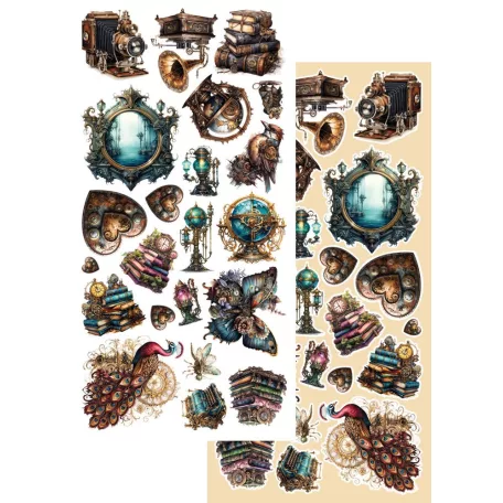Alchemy of Art Kivágóív 6"x12" (15cm x 30 cm) Steampunk Time Extras to Cut Set (1 csomag)