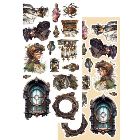 Alchemy of Art Kivágóív 6"x12" (15cm x 30 cm) Steampunk Time Extras to Cut Set (1 csomag)