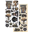 Alchemy of Art Kivágóív 6"x12" (15cm x 30 cm) Steampunk Time Extras to Cut Set (1 csomag)
