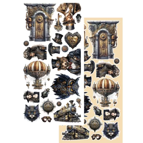 Alchemy of Art Kivágóív 6"x12" (15cm x 30 cm) Steampunk Time Extras to Cut Set (1 csomag)