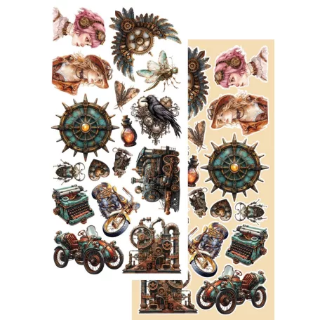 Alchemy of Art Kivágóív 6"x12" (15cm x 30 cm) Steampunk Time Extras to Cut Set (1 csomag)