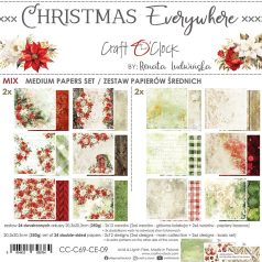   Craft O'Clock Scrapbook papírkészlet 8" (20 cm) Christmas Everywhere Mix Paper Set (24 ív)