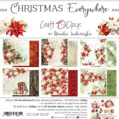   Craft O'Clock Scrapbook papírkészlet 8" (20 cm) Christmas Everywhere Mix Paper Set (24 ív)