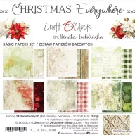   Craft O'Clock Scrapbook papírkészlet 8" (20 cm) Christmas Everywhere Basic Paper Set (24 ív)