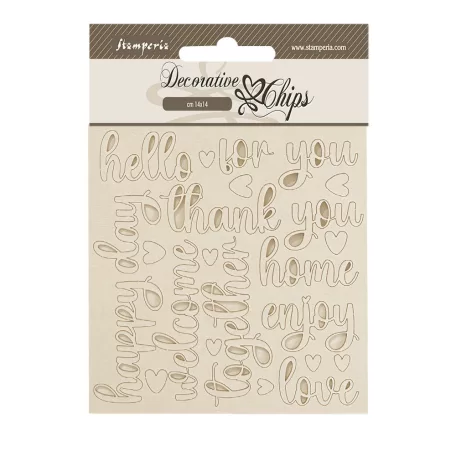 Stamperia Golden Harmony Chipboard 14x14 cm Writings Decorative Chips (1 ív)