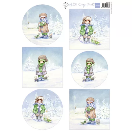Marianne Design Hetty's Snoesjes - Winter Forest KivágóívA4 Cutting Sheet (1 ív)
