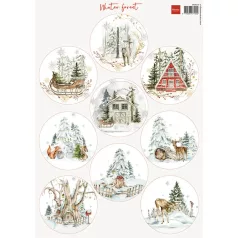   Marianne Design Winter Forest - 7 cm KivágóívA4 Cutting Sheet (1 ív)