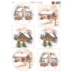   Marianne Design Mattie's Mooiste - Winter cottages KivágóívA4 Cutting Sheet (1 ív)