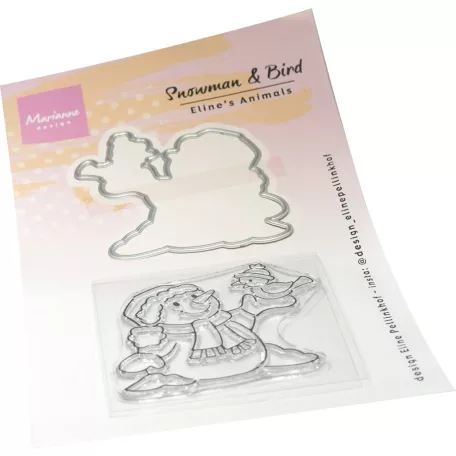Marianne Design Eline's Animals - Snowman & Bird Vágósablon bélyegzővel  Stamp & Dies (1 csomag)