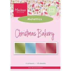   Marianne Design Christmas Bakery by Marleen - Metallics PapírkészletA5 Pretty Papers Bloc (16 ív)