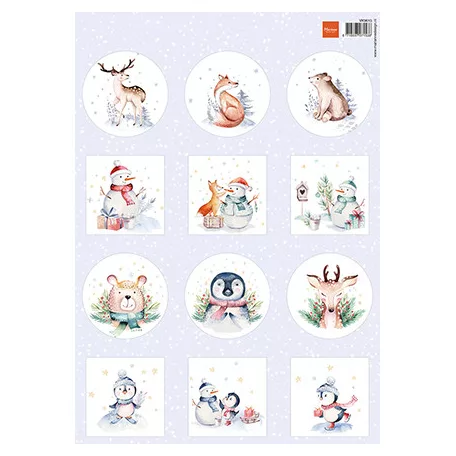 Marianne Design Minis - Merry Animals KivágóívA4 Cutting Sheet (1 ív)