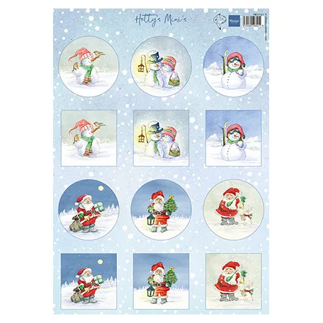 Marianne Design Hetty's Minis - Snowmen & Santa KivágóívA4 Cutting Sheet (1 ív)