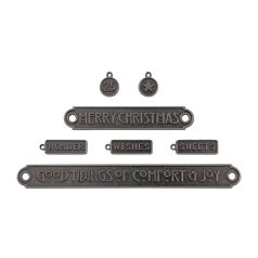   Tim Holtz Fém díszítőelem Word Plaques + Tags Idea-ology Tim Holtz Christmas (1 csomag)