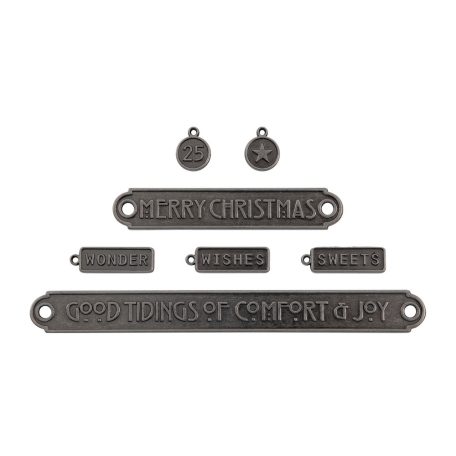 Tim Holtz Fém díszítőelem Word Plaques + Tags Idea-ology Tim Holtz Christmas (1 csomag)