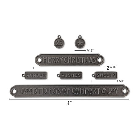 Tim Holtz Fém díszítőelem Word Plaques + Tags Idea-ology Tim Holtz Christmas (1 csomag)