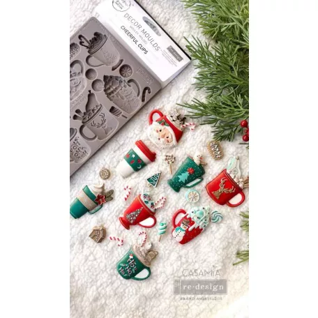 Limited Edition Redesign with Prima Cheerful Cups Öntőforma 5″X8″ Décor Mould (1 db)