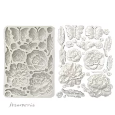   Stamperia Old Lace Szilikon öntőforma A5 Butterfly and Flowers Silicon Mould (1 db)