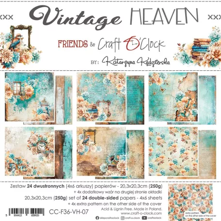 Craft O'Clock Scrapbook papírkészlet 8" (20 cm) Vintage Heaven Mix Paper Set (24 ív)